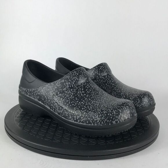 Crogs Neria Pro II Slip Resistant Work Clogs Black Polka Dot Women's Size 7 - Picture 3 of 12